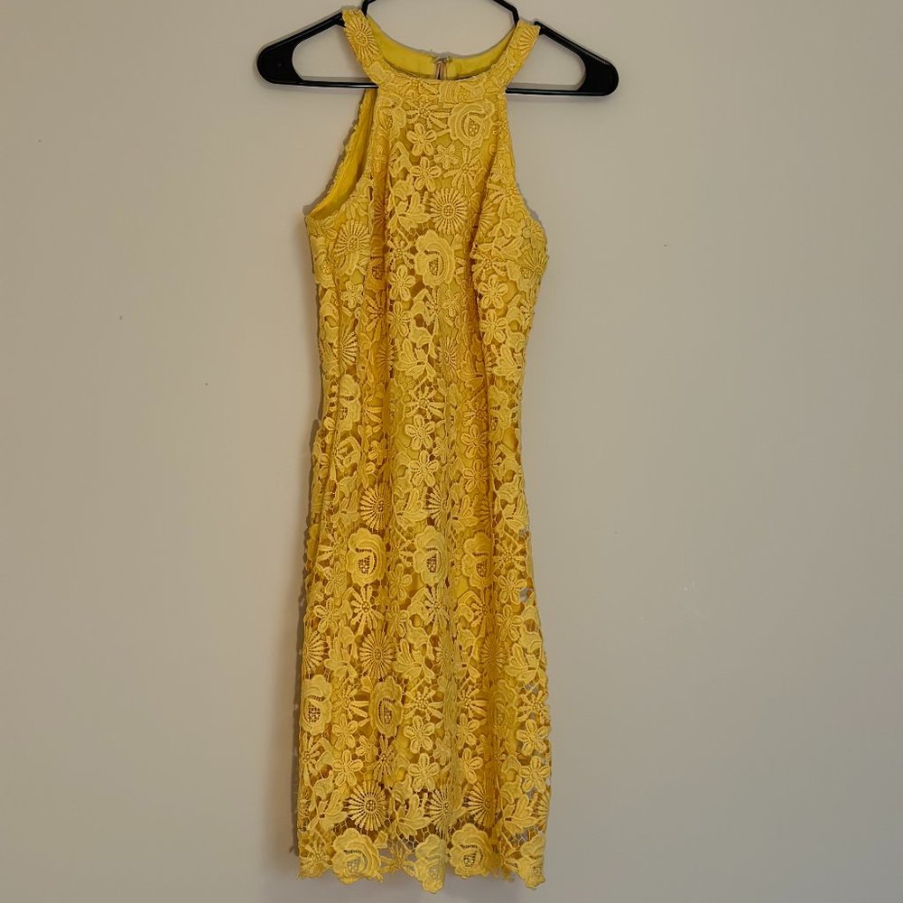 Lulus Love Poem Yellow Lace Mini Dress